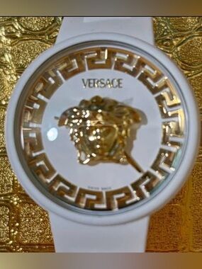 Versace White and Gold Medusa Dial Women's Watch